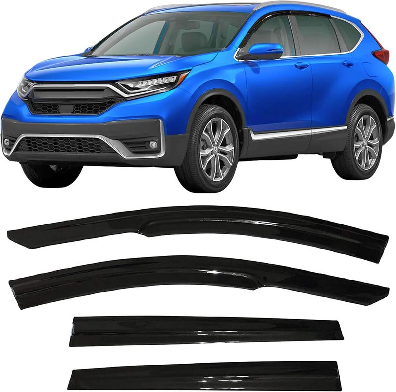 Optimal Co 2017-2022 Tape-On Rain Guards for Honda CR-V Side Window Deflector Visors LX EX EX-L Touring 3D Wavy JDM Style CRV Vent Shades 2018 2019 2020 2021 - Image 1